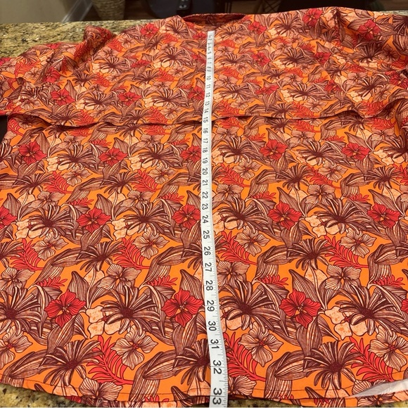 OCEAN COAST XXL MENS HAWAIIAN SHIRT ORANGE CORAL BUTTON DOWN SS POCKET - Picture 15 of 16